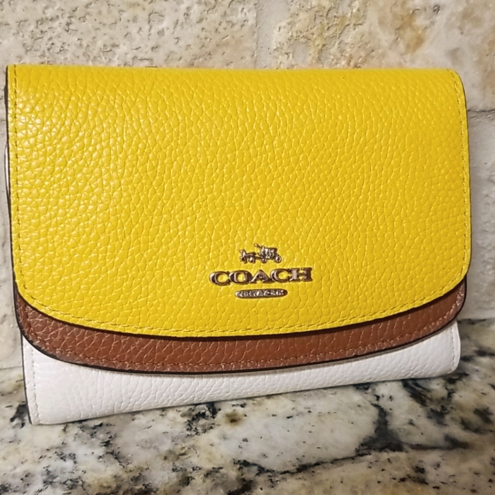 Coach Yellow/White Leather Wallet.